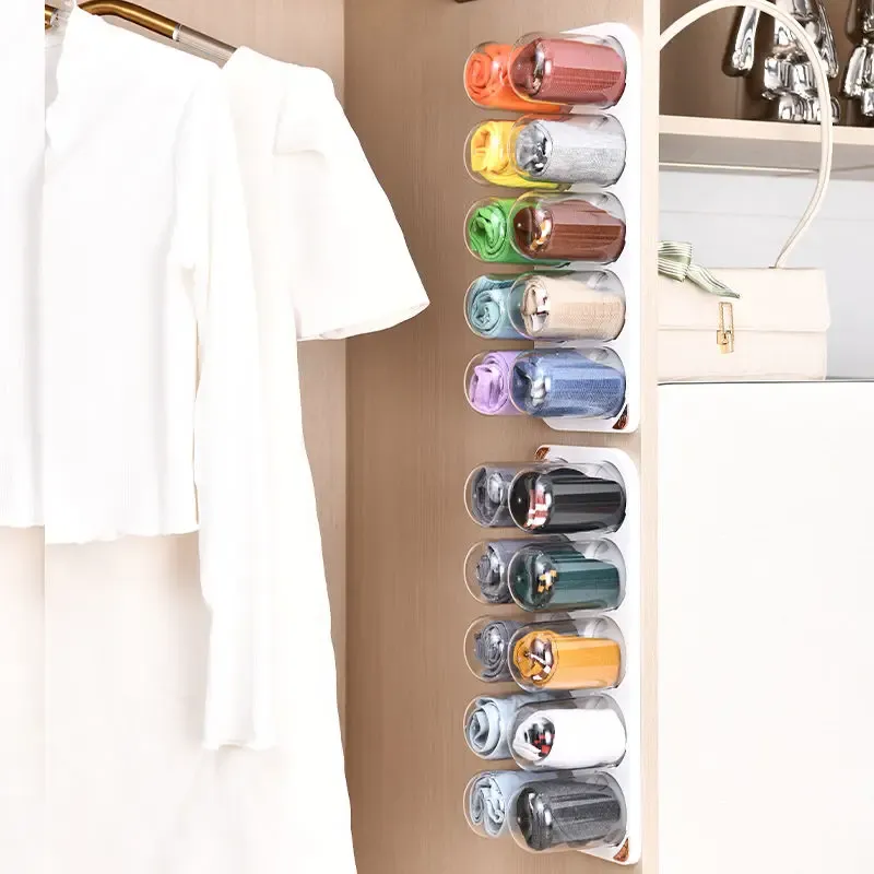 Wall Mounted Capsule Storage Boxes Underwear Socks Headbands Sorting Transparent Organizer Bin for Bedroom Closet Space Saving