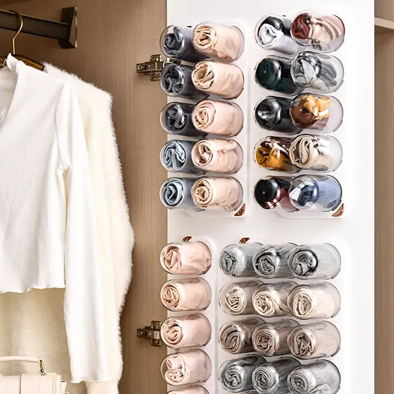 Wall Mounted Capsule Storage Boxes Underwear Socks Headbands Sorting Transparent Organizer Bin for Bedroom Closet Space Saving