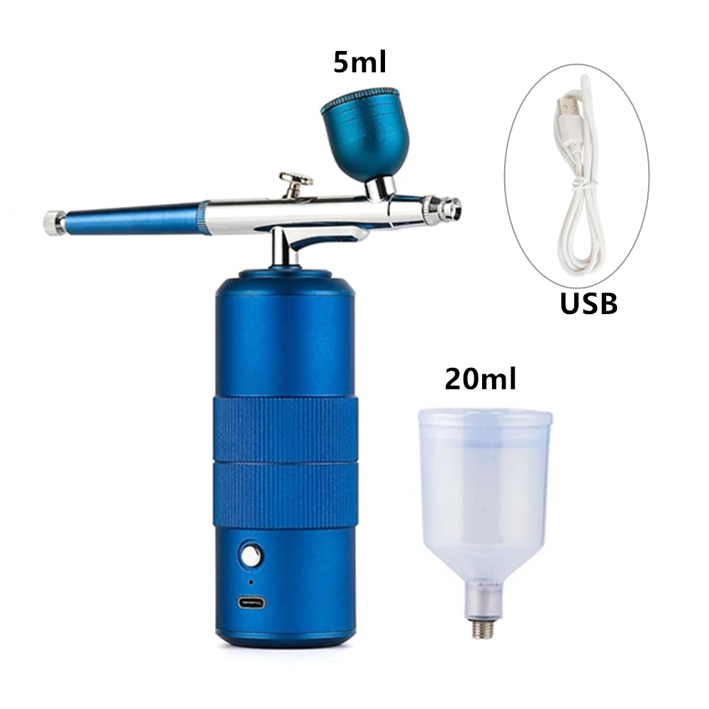 Oxygen Injector Mini Air Compressor Kit Air-Brush Paint Spray Gun Airbrush For Nail Art Tattoo Craft Cake Nano Fog Mist Sprayer