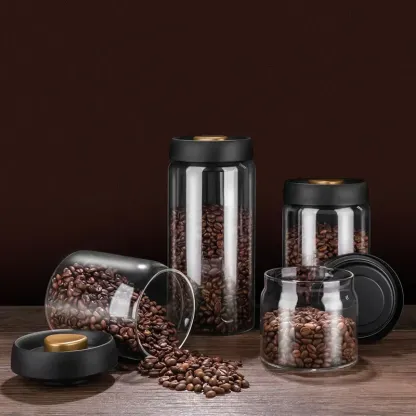 HOT 500ml Vacuum Sealed Jug Coffee Beans Glass Airtight Canister Food Grains Candy Keep Fresh Storage Jar Kitchen Accessories