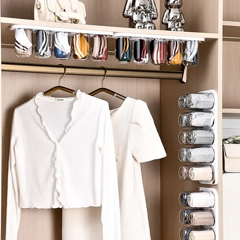 Wall Mounted Capsule Storage Boxes Underwear Socks Headbands Sorting Transparent Organizer Bin for Bedroom Closet Space Saving