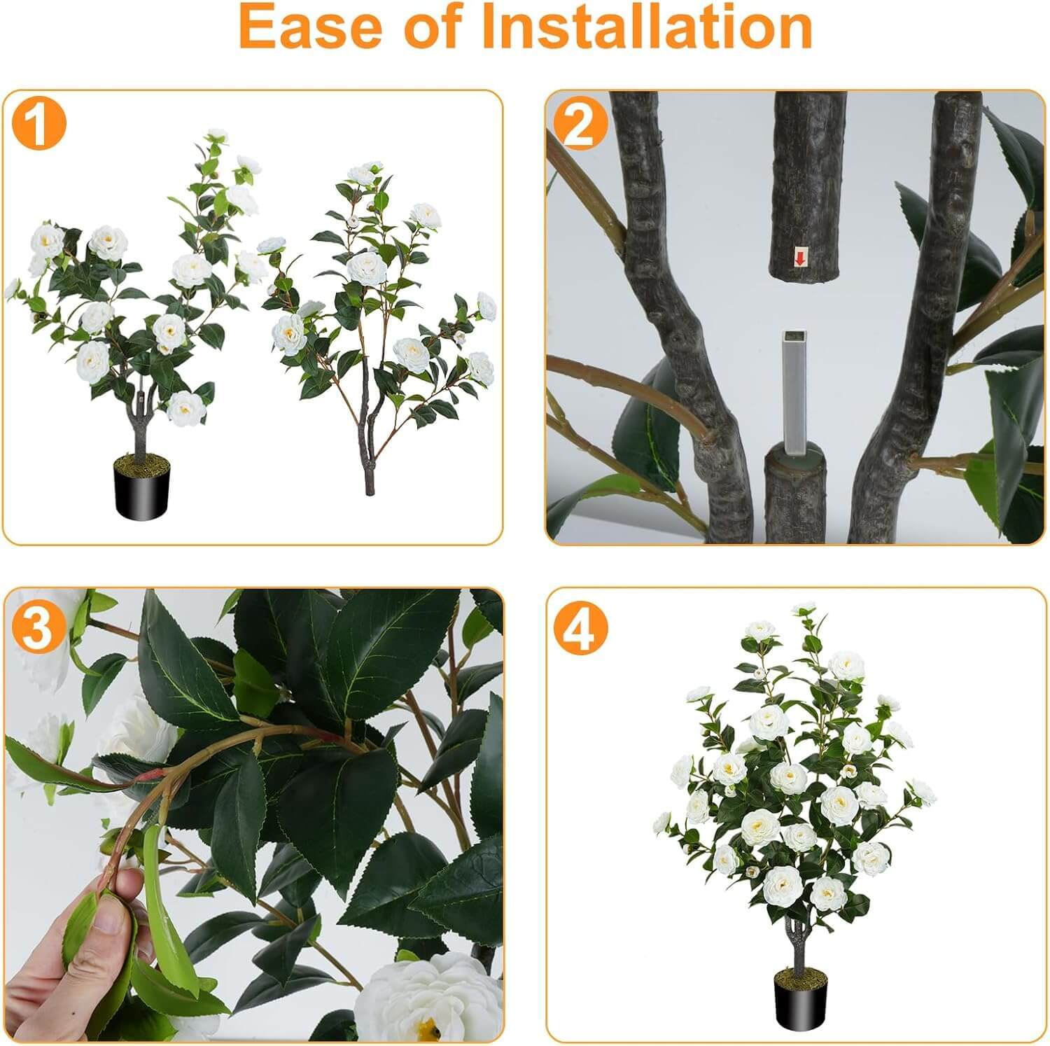 36” Artificial Camellia Trees (Set of 2)