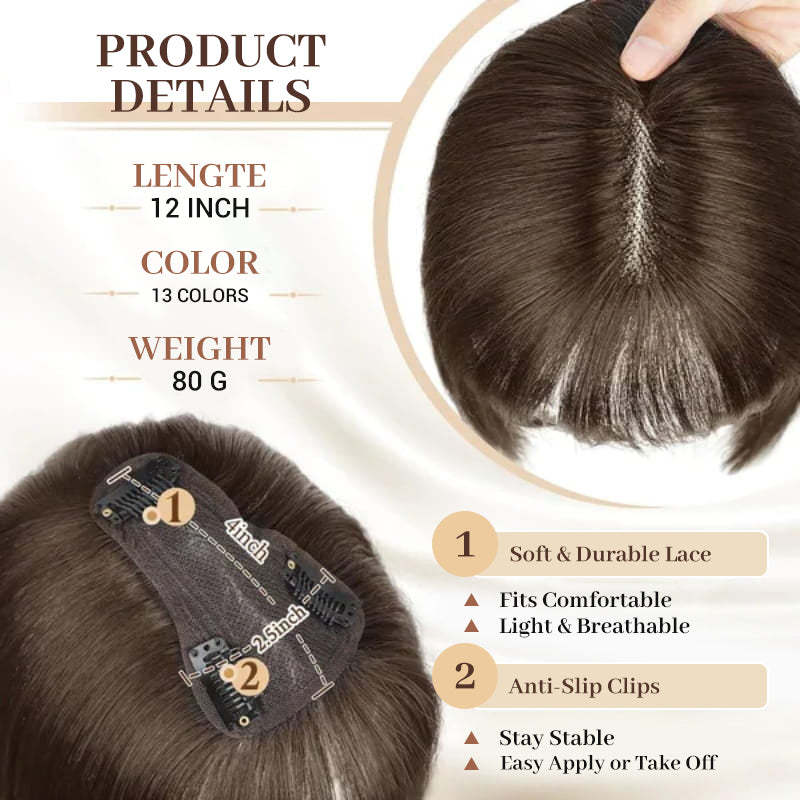 Natural Hair Toppers with Bangs for Women(buy 1 get 1 free)