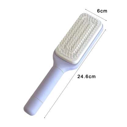 Rotating Comb Massage Comb One-key Self Hair Brush with Long Handle Anti-static Scalp Massage Hair Comb Women Hairdressing Retractable Comb Home Purple