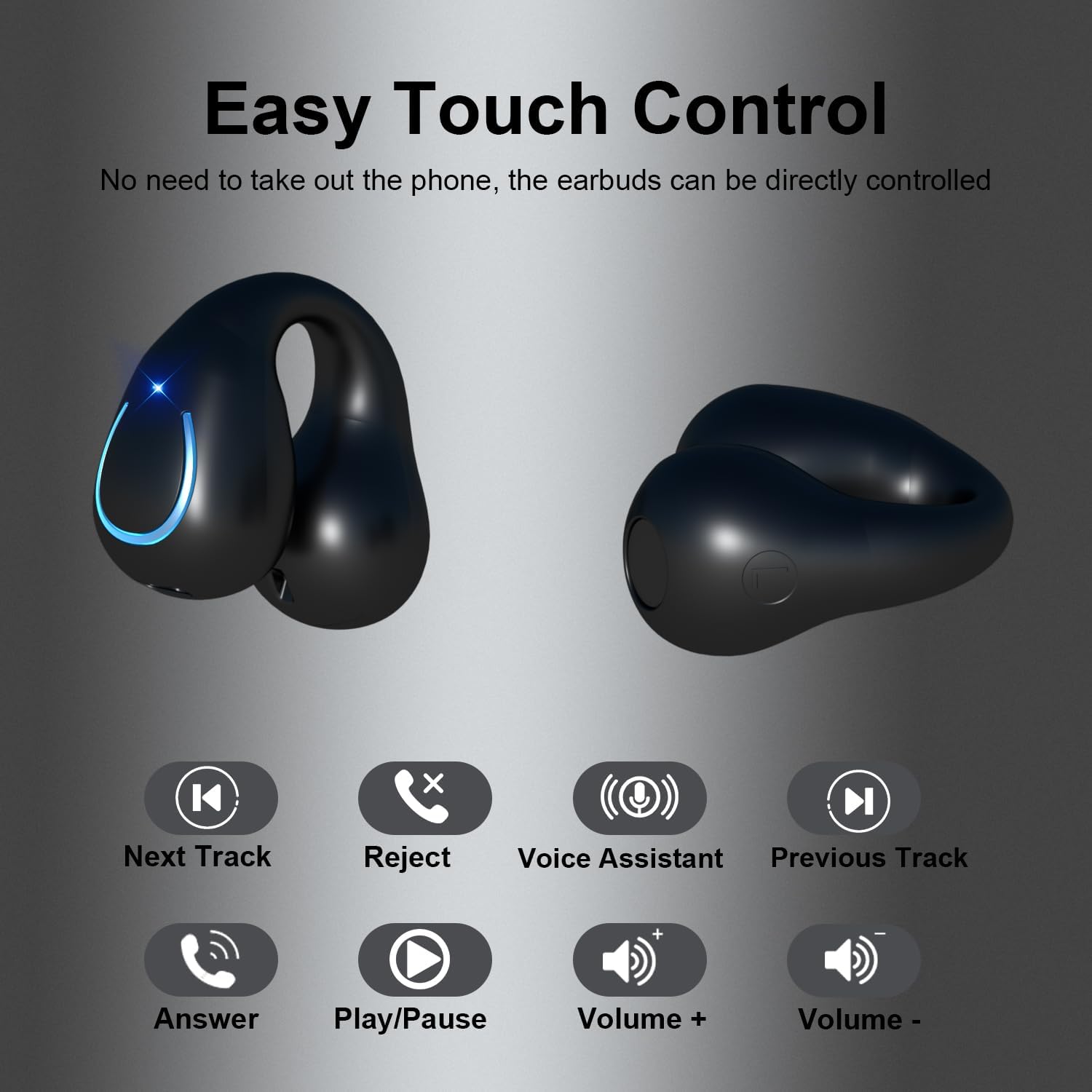 2025 New Arrival -  Ear Clip Bluetooth Headphones  with Touch Screen