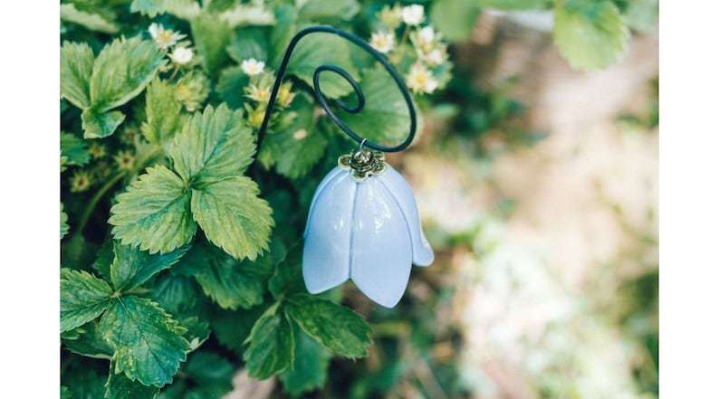 Ceramic bellflower - handmade ceramic flower for gift, creative decoration for garden and home - incl. with the stem