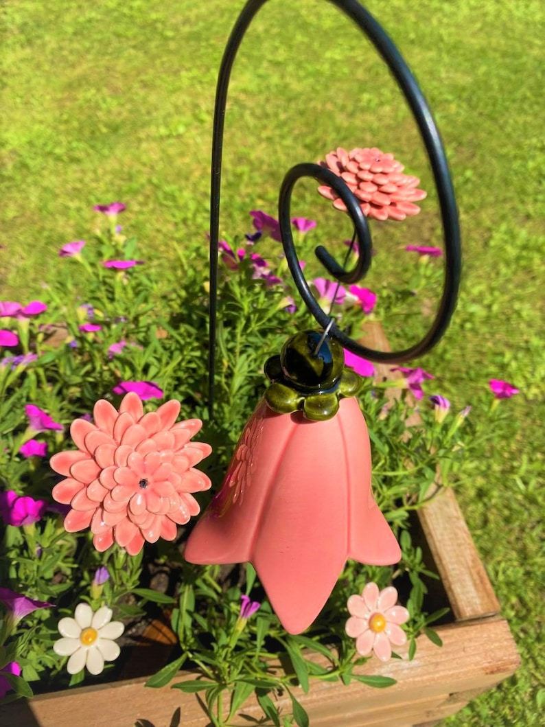 Ceramic bellflower - handmade ceramic flower for gift, creative decoration for garden and home - incl. with the stem