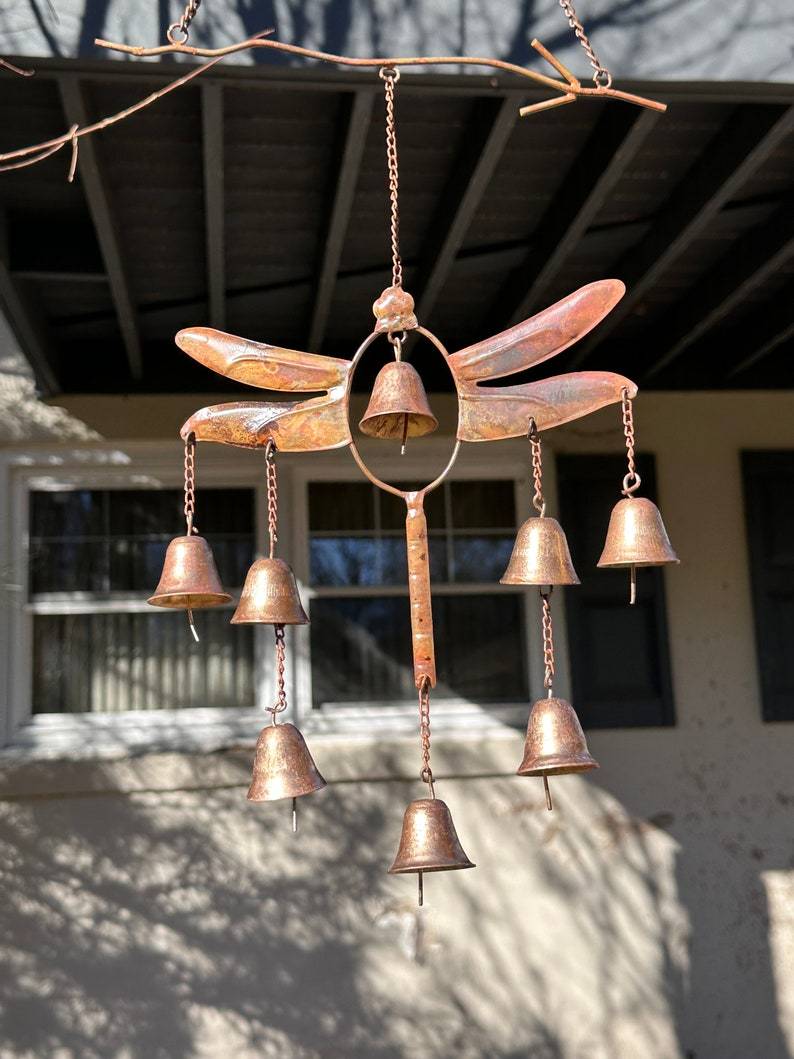 Dragonfly with Bells Wind Chime, Wind Chimes, Garden Decoration, Gardening Gifts, customer-gift-ornament, Decorative Hanging Garden Decore