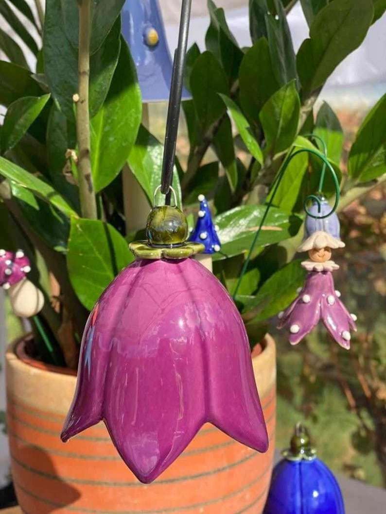 Ceramic bellflower - handmade ceramic flower for gift, creative decora