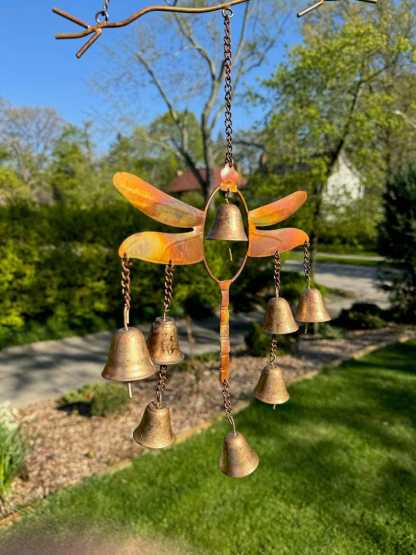Dragonfly with Bells Wind Chime, Wind Chimes, Garden Decoration, Gardening Gifts, customer-gift-ornament, Decorative Hanging Garden Decore
