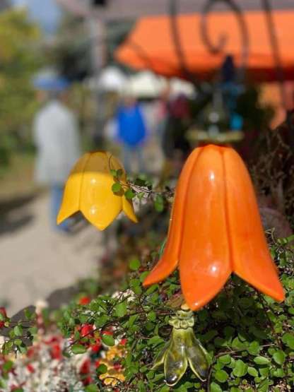 Ceramic bellflower - handmade ceramic flower for gift, creative decoration for garden and home - incl. with the stem