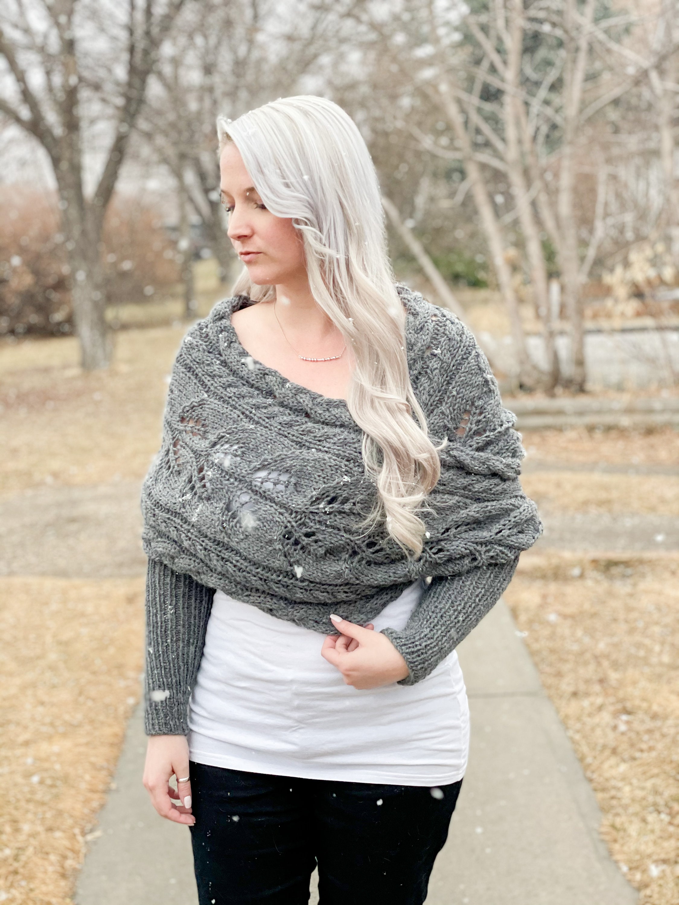 Wrapped Up in Cables Sweater Scarf, scarf with sleeves