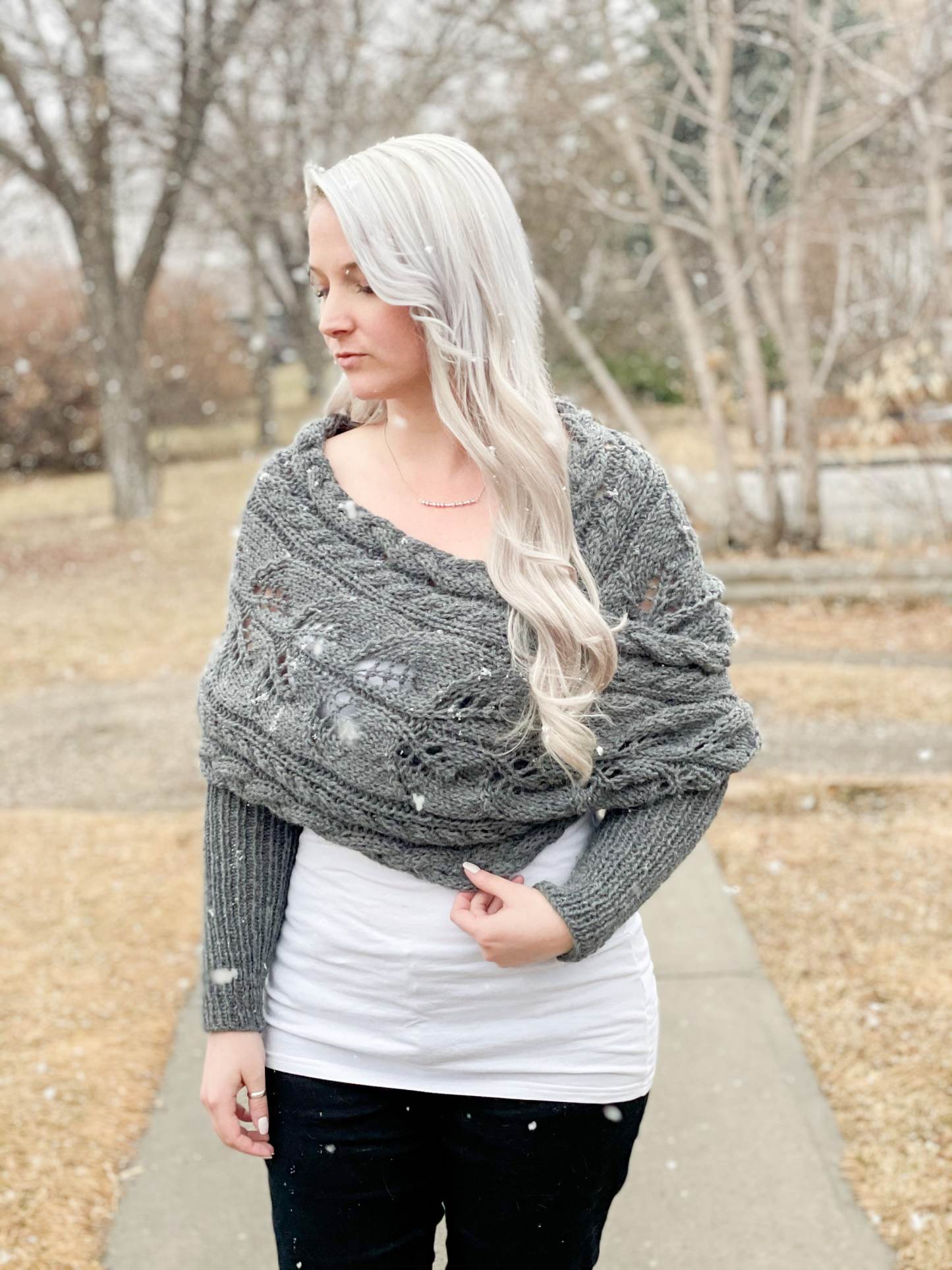 Wrapped Up in Cables Sweater Scarf, scarf with sleeves