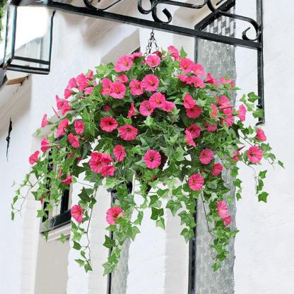 Artificial Hanging Flowers Morning Glory Bush 2pcs