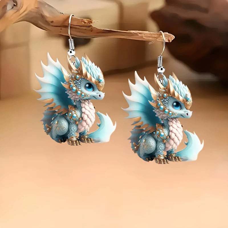 Multicolor Dragon Baby Charm Earrings Set🦖