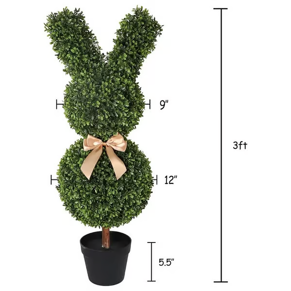 35" Artisan-Crafted Bunny Topiary