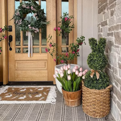 35" Artisan-Crafted Bunny Topiary