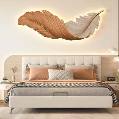 Luxury 3D Feather Shape Decor Wall Lamp with Remote Control, 4 Size