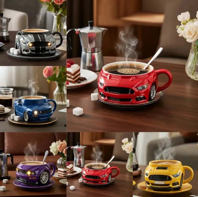 Pure titanium sports car shaped coffee cup