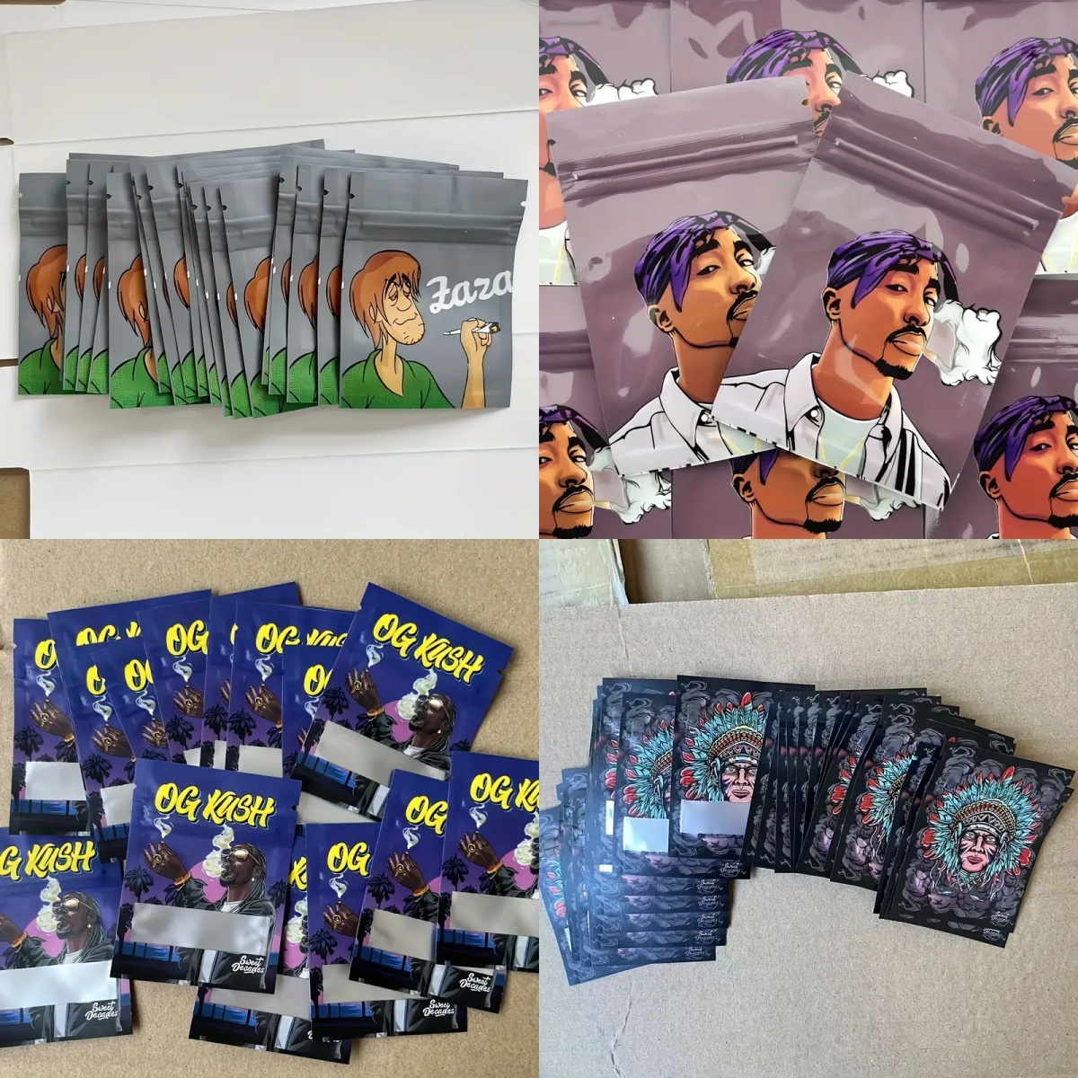 Cartoon Cool Design Ziplock Bags - 100 Pack Reusable Plastic Ziplock Bags for Party Favors and Storage - Durable Bags for Gift Giving and Home Use, Holiday Theme