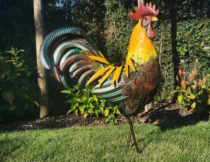 Large iron rooster - Decorative Rooster - Metal garden animals - Garden and patio inspiration