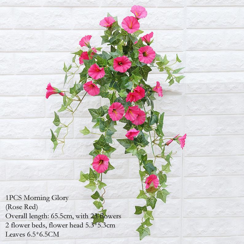 Artificial Hanging Flowers Morning Glory Bush 2pcs