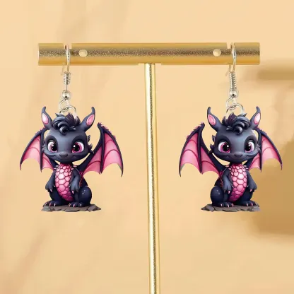 Multicolor Dragon Baby Charm Earrings Set🦖