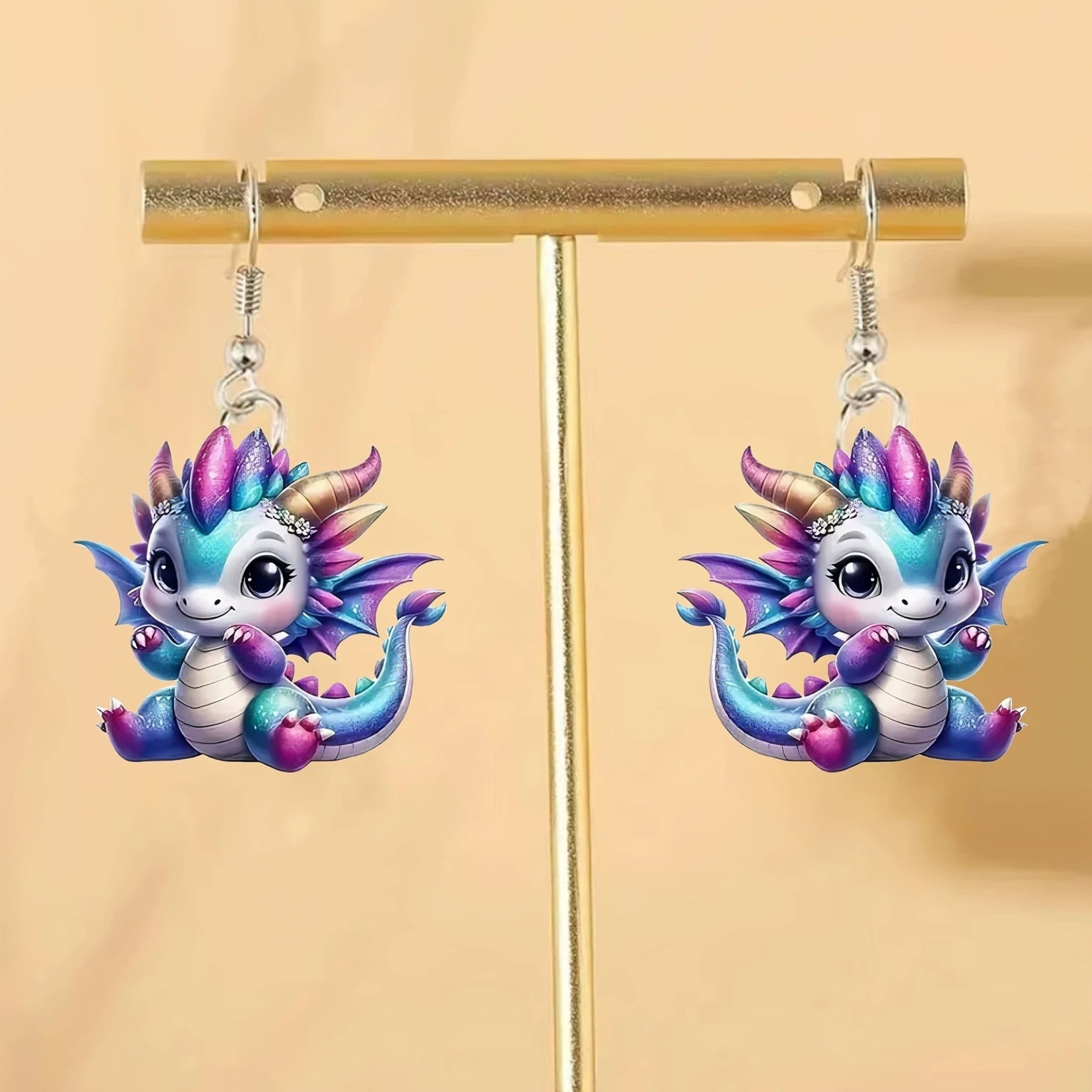 Multicolor Dragon Baby Charm Earrings Set🦖