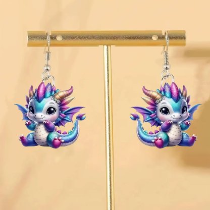 Multicolor Dragon Baby Charm Earrings Set🦖