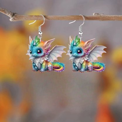 Multicolor Dragon Baby Charm Earrings Set🦖