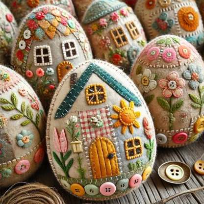 🏡🥚Patchwork Felt Egg House DIY Kit