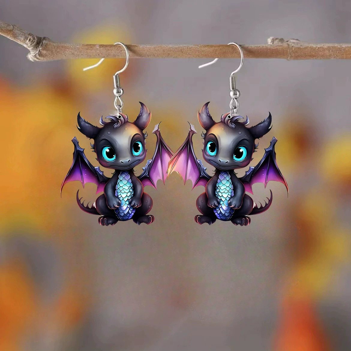 Multicolor Dragon Baby Charm Earrings Set🦖