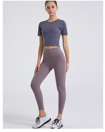 NUCBN high waist nude no embarrassing line yoga pants women's elastic tight hip lifting sports fitness leggings