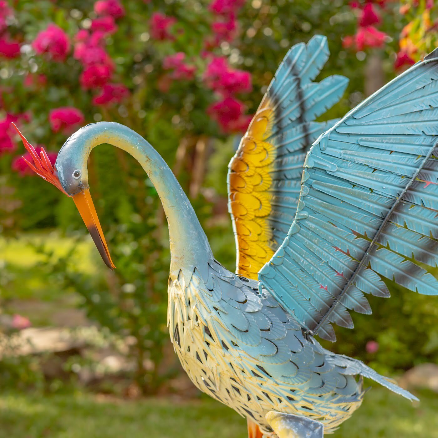 Set of 2 Large/Small Iron Dancing Cranes