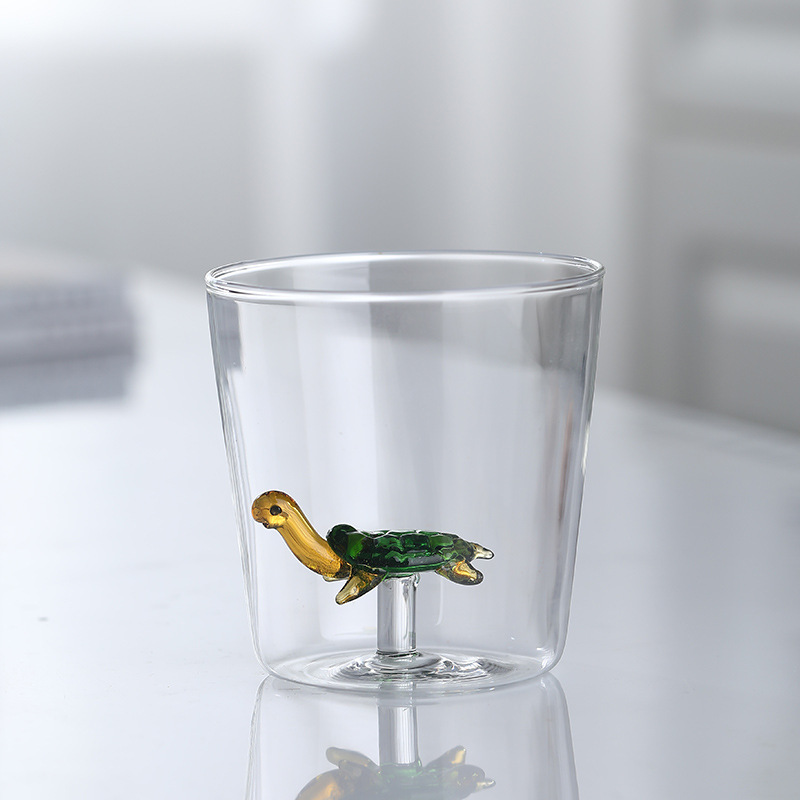 Drinking Murano Glass with Cat Figurine