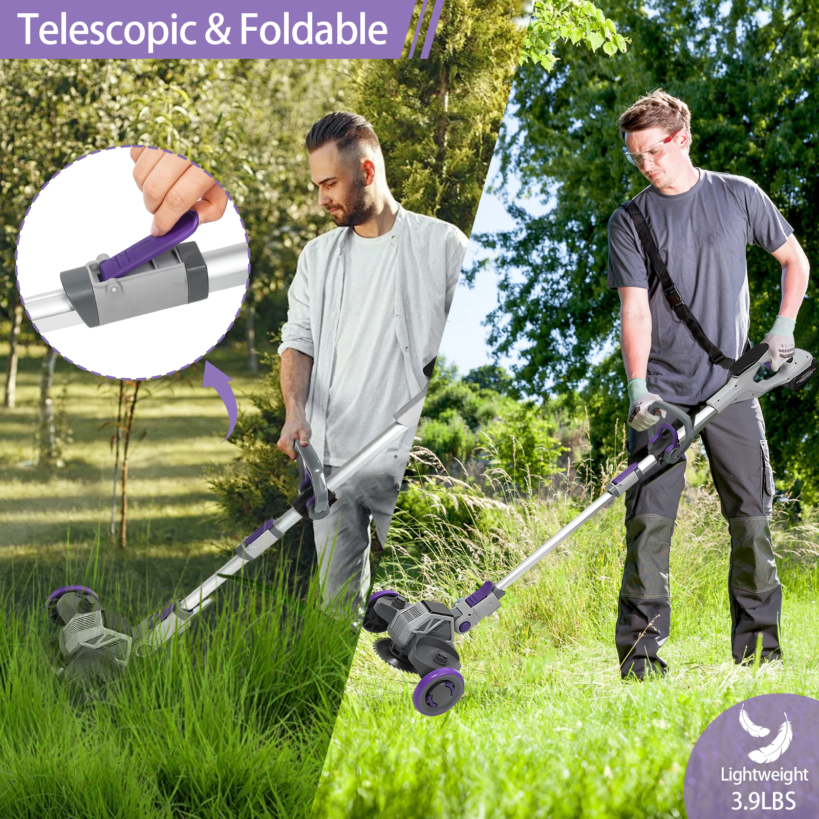 NEWEST Wheeled Grass Trimmer-EcoGlide Wheeled Multi-Task Trimmer Pro