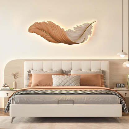 Luxury 3D Feather Shape Decor Wall Lamp with Remote Control, 4 Size