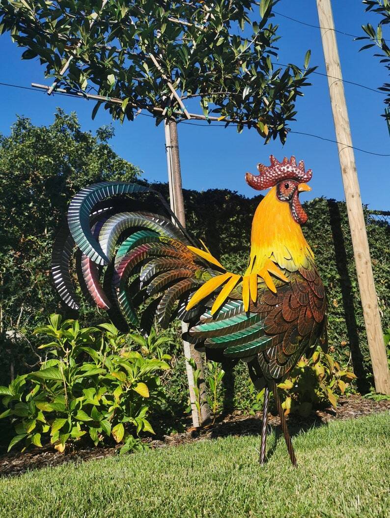 Large iron rooster - Decorative Rooster - Metal garden animals - Garden and patio inspiration