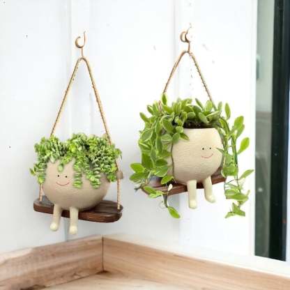 Swing Smile Face Hanging Flower Head Planters(BUY 1 GET 1 2PC)