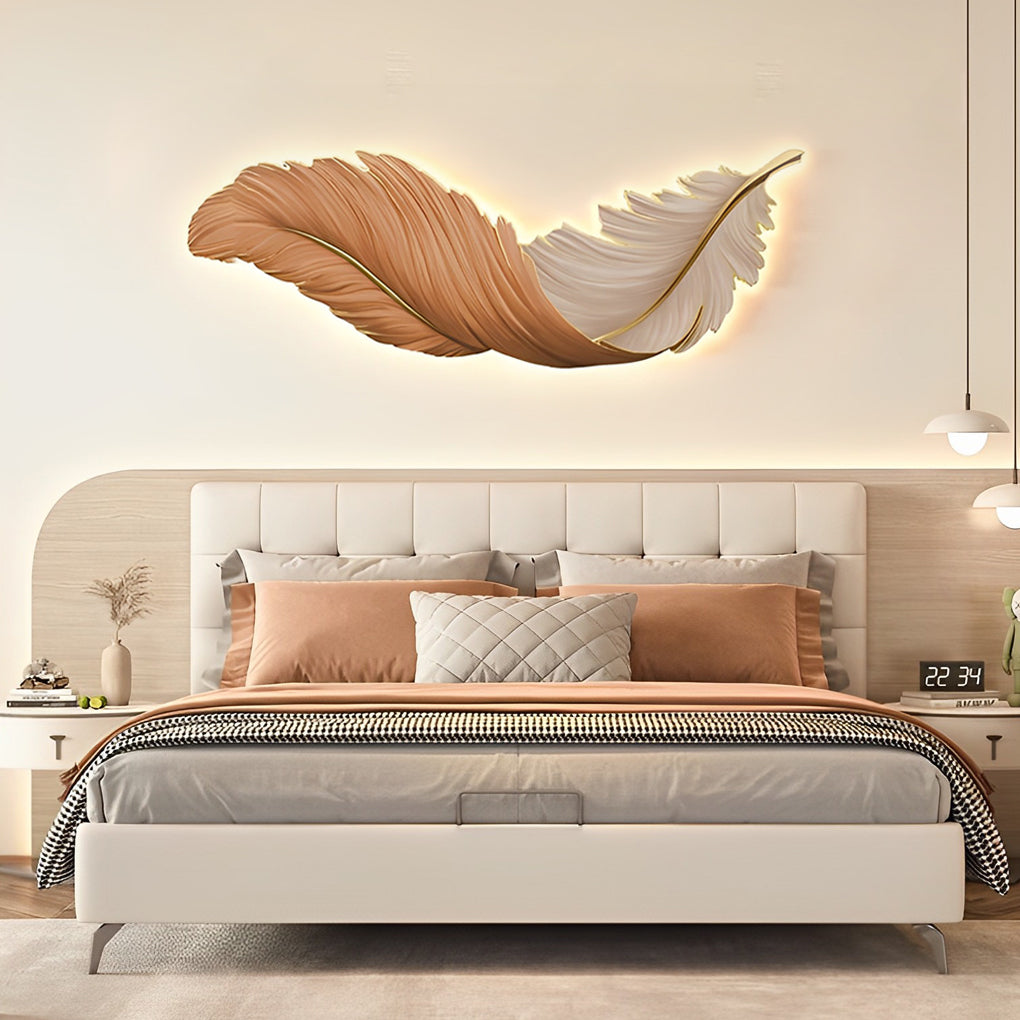 Luxury 3D Feather Shape Decor Wall Lamp with Remote Control, 4 Size