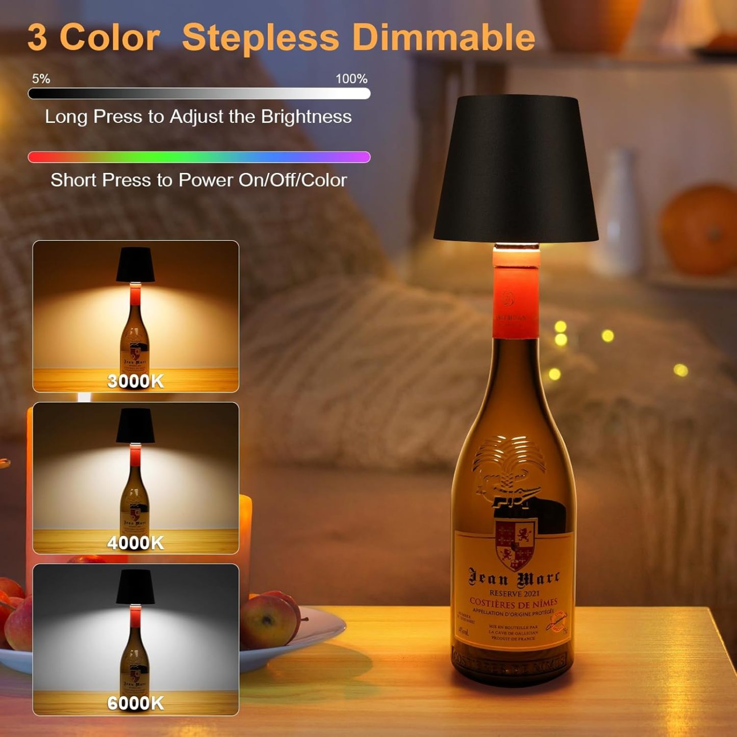🎁Last Day Promotion 49% OFF——Wireless Bottle Lamp Shade