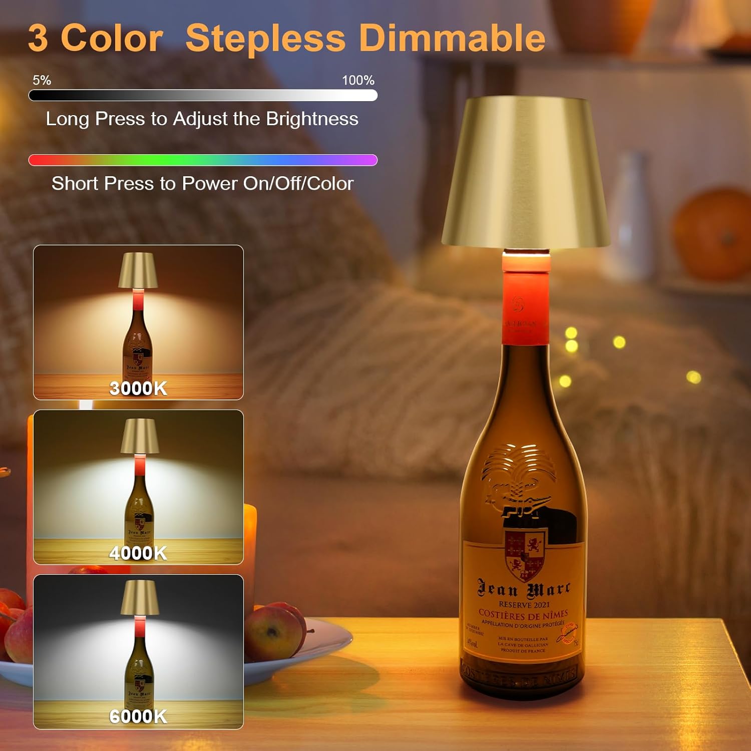 🎁Last Day Promotion 49% OFF——Wireless Bottle Lamp Shade