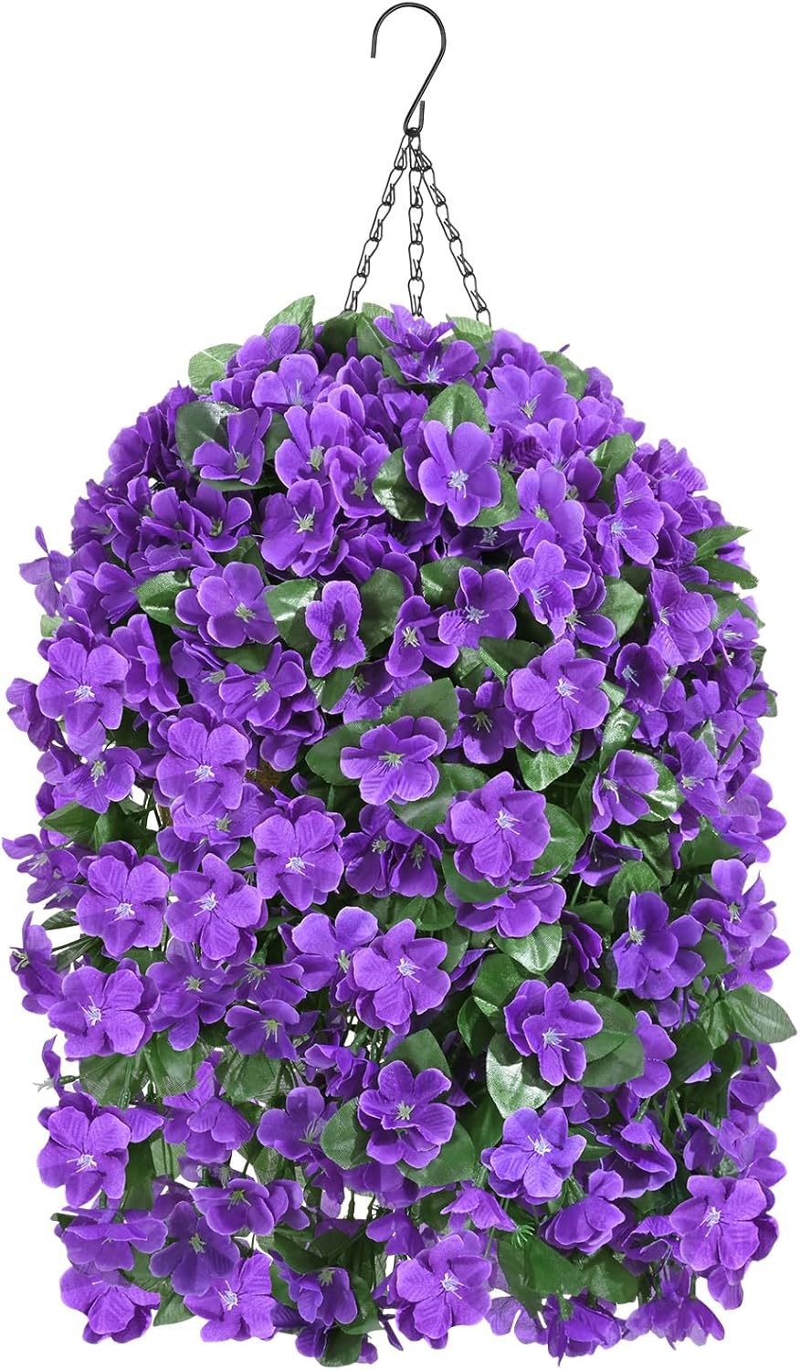 Artificial Hanging Flowers for Outdoors, Fake Hanging Plants with Baskets, Silk Faux Flowers UV Resistant for Planters Home Patio Porch Spring Summer Outside Decorations, Fuchsia