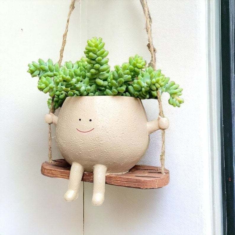 Swing Smile Face Hanging Flower Head Planters(BUY 1 GET 1 2PC)