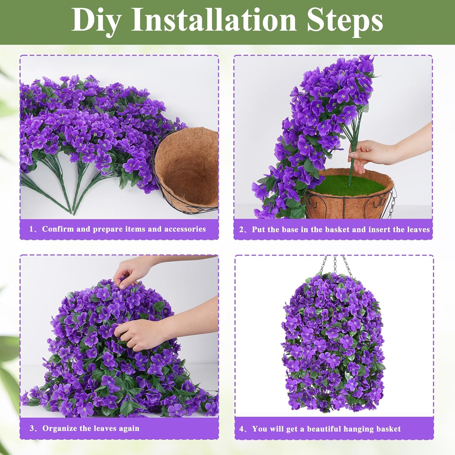 Artificial Hanging Flowers for Outdoors, Fake Hanging Plants with Baskets, Silk Faux Flowers UV Resistant for Planters Home Patio Porch Spring Summer Outside Decorations, Fuchsia