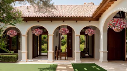 Artificial Silk Flowers Hanging Basket for Outdoor Indoor, Daisy with Eucalyptus Leaves Arrangement for Garden Yard Spring Summer Decor, Faux Green Plant in Metal Coconut Lining Pot(Red Purple)