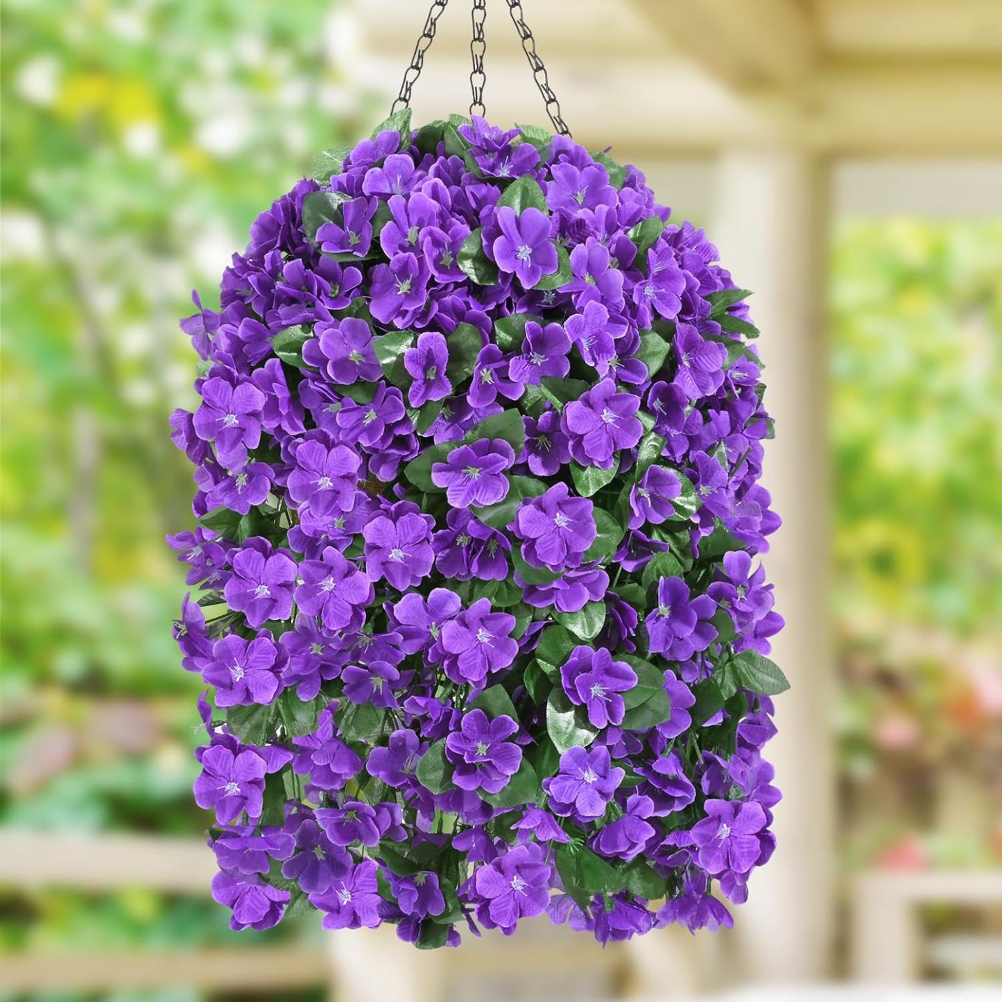 Artificial Hanging Flowers for Outdoors, Fake Hanging Plants with Baskets, Silk Faux Flowers UV Resistant for Planters Home Patio Porch Spring Summer Outside Decorations, Fuchsia