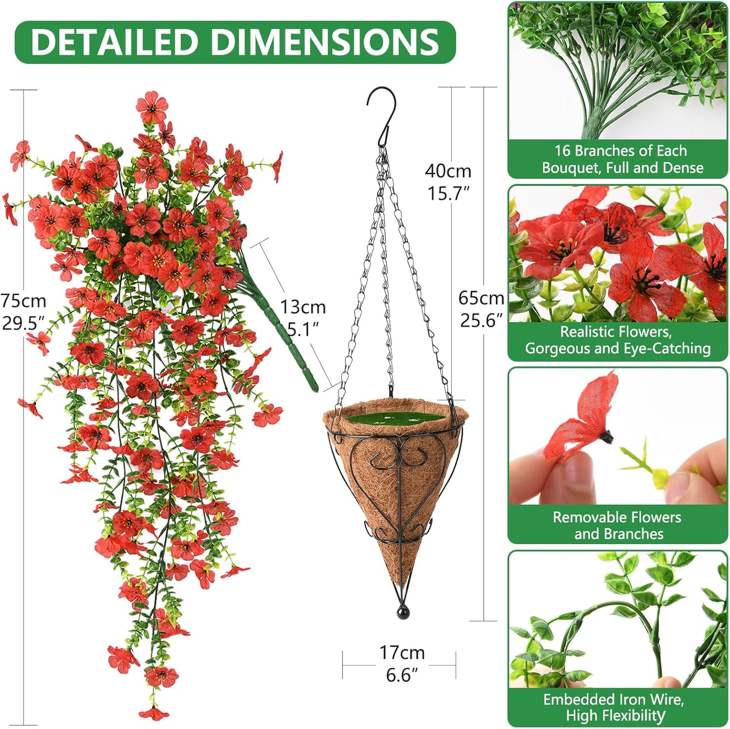 🎁Last Day Promotion 49% OFF——Artificial Fake Flowers Hanging Basket for Outdoor Spring Decor