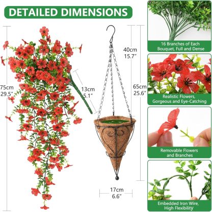 🎁Last Day Promotion 49% OFF——Artificial Fake Flowers Hanging Basket for Outdoor Spring Decor