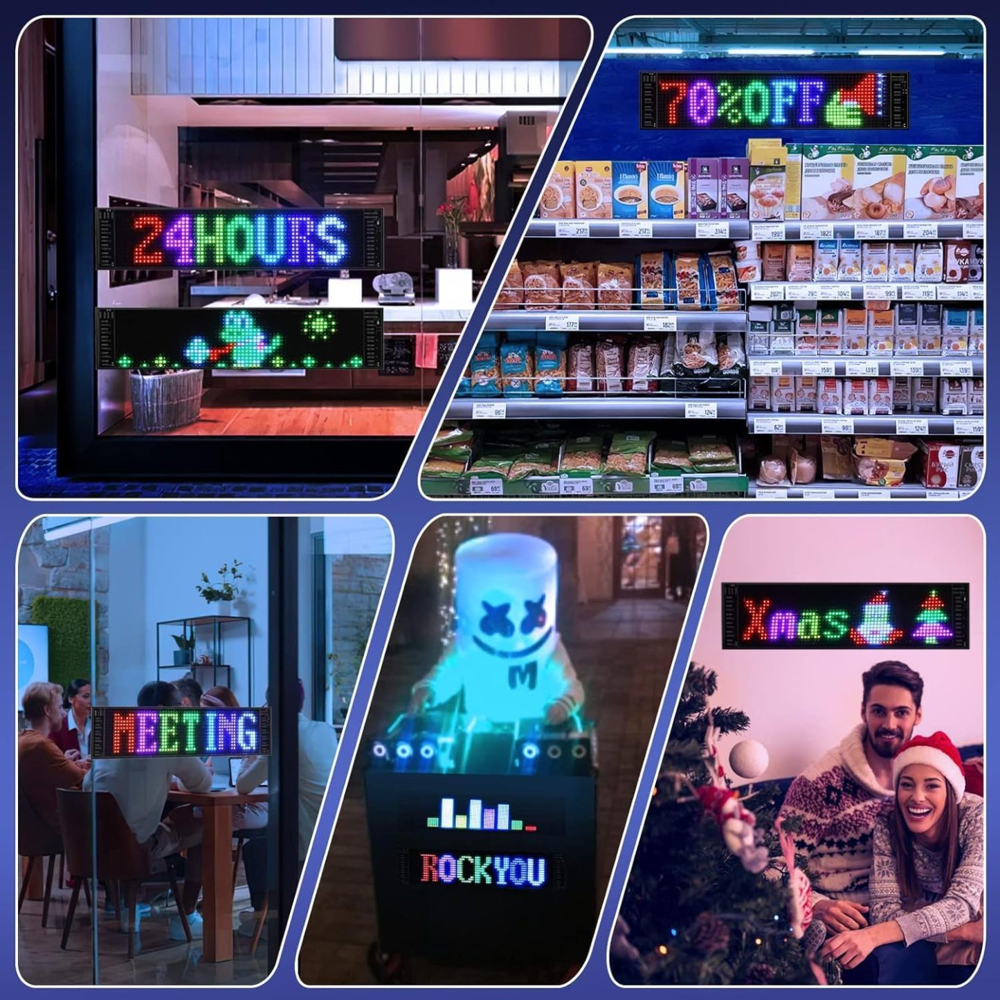 Colorful Eye Lamp Soft Screen for Car Windows, USB Scrolling LED Sign Flexible Matrix Panel, Large Programmable DIY Screen (52.3 * 7.5in)